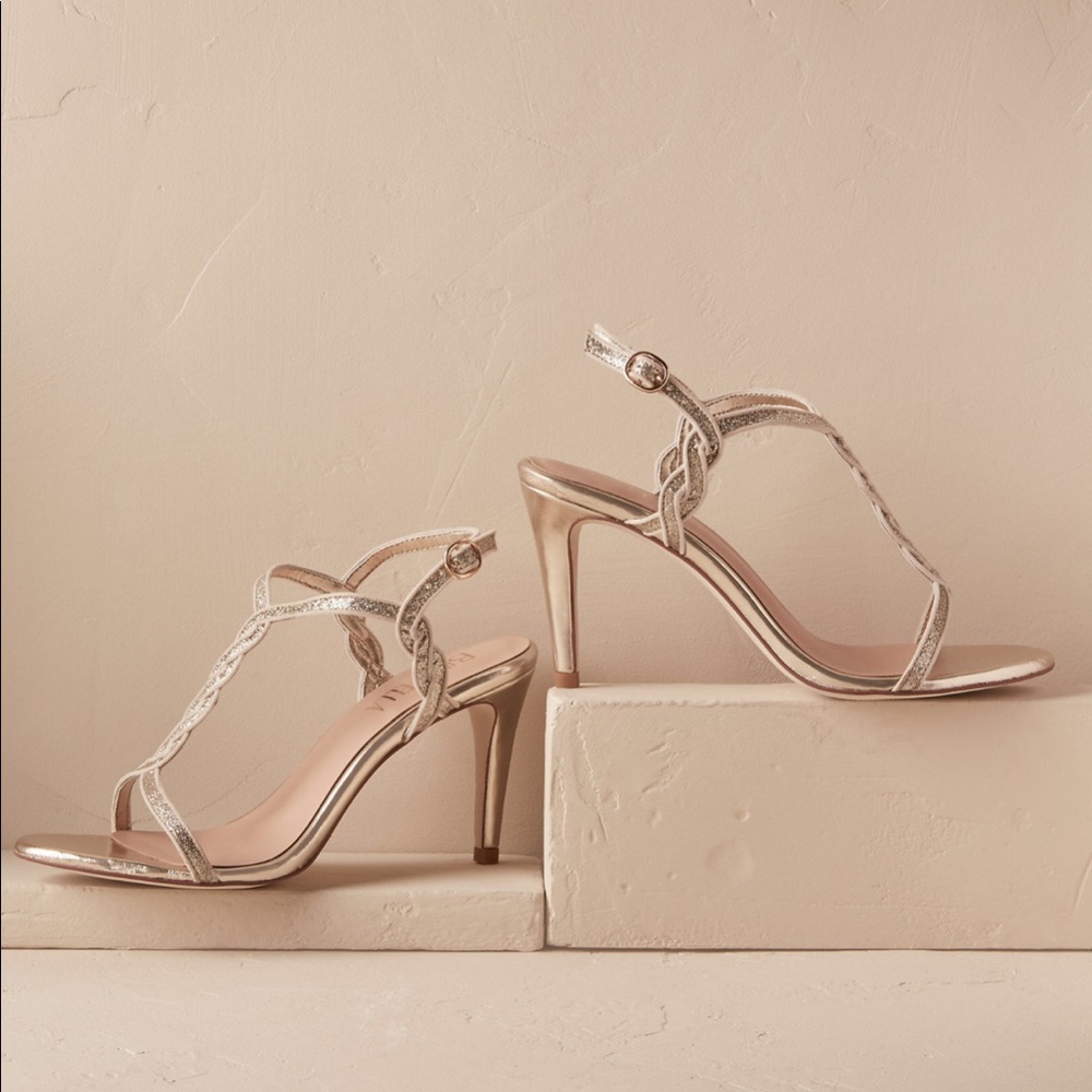 Elegant Metallic High Heel Sandals - Rose Gold
